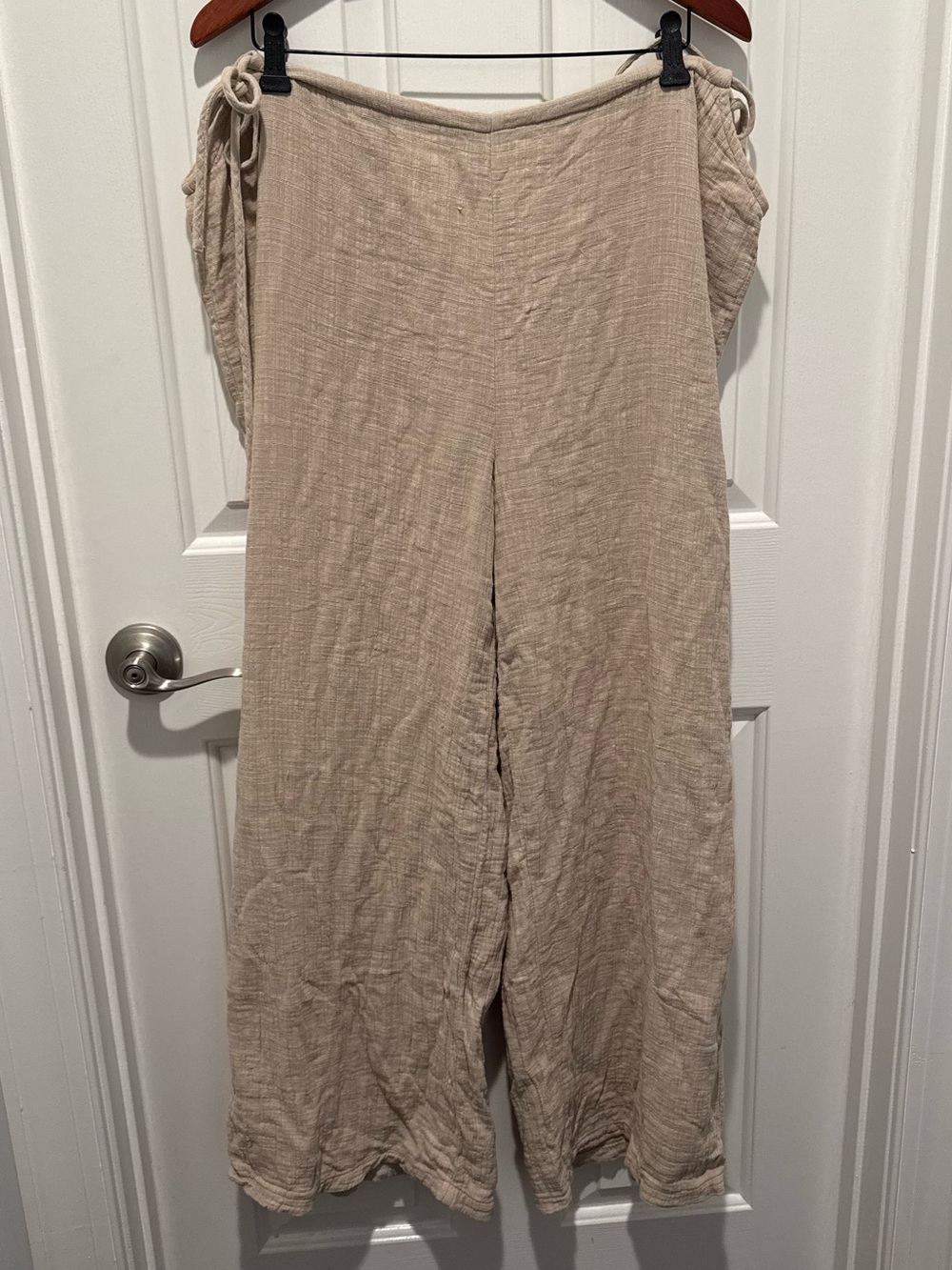 Rusty Beige Gauze Linen Wide-Leg Pants Size XL - Picture 15 of 16